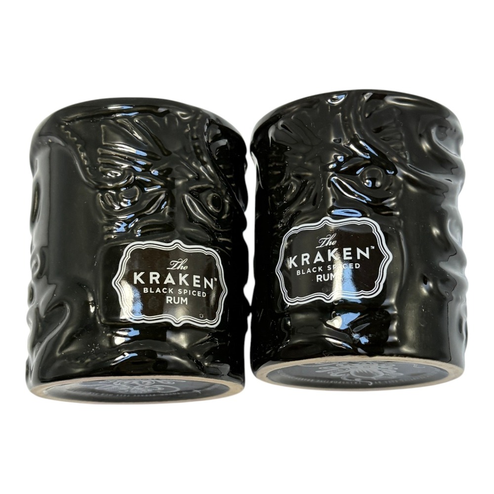 Kraken Ceramic Mug  Black Ceramic Lot 2 Tiki Glass Rum Octopus
